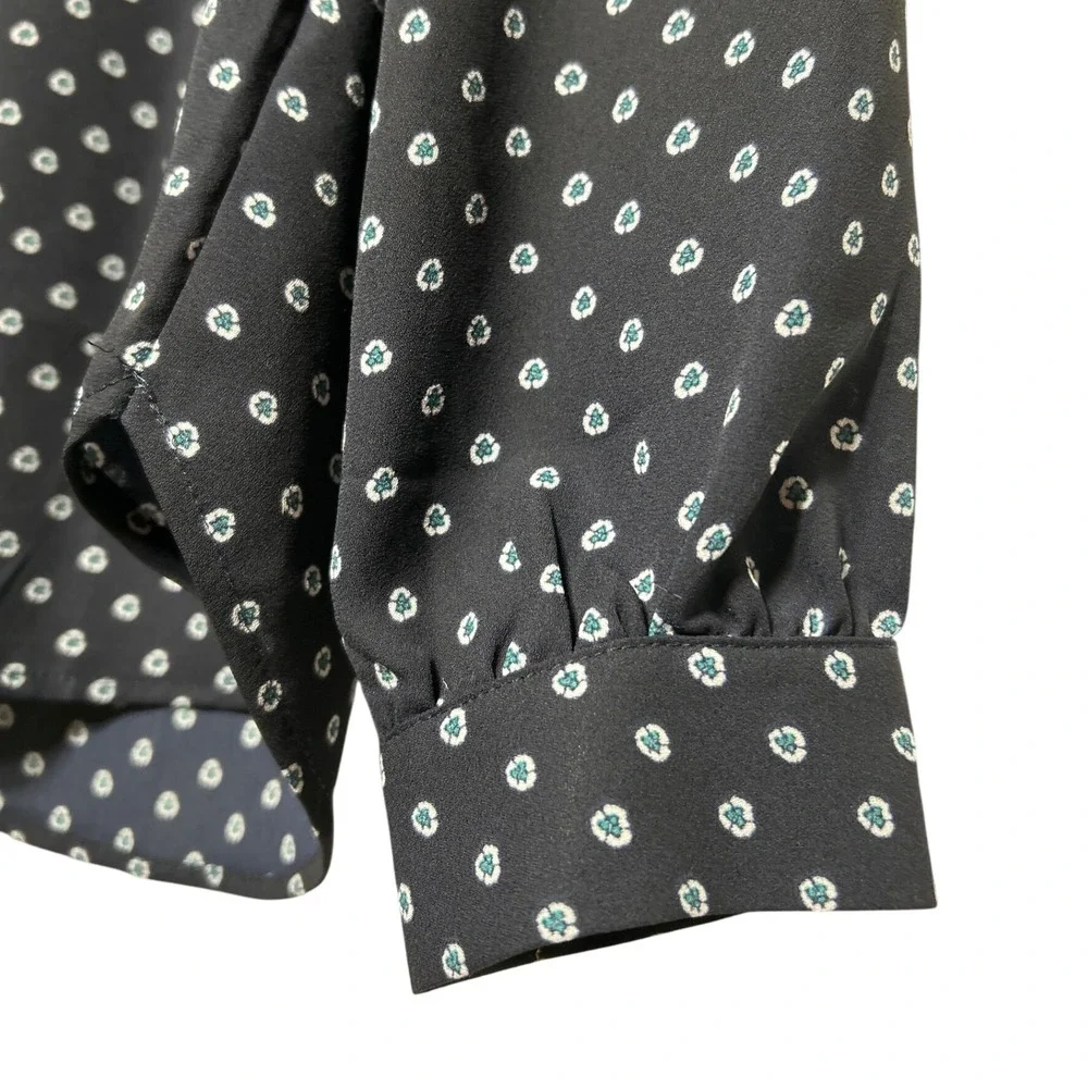 J. Crew‎ Foulard Drapey Tie Neck Top Blue Women's size XS EUC